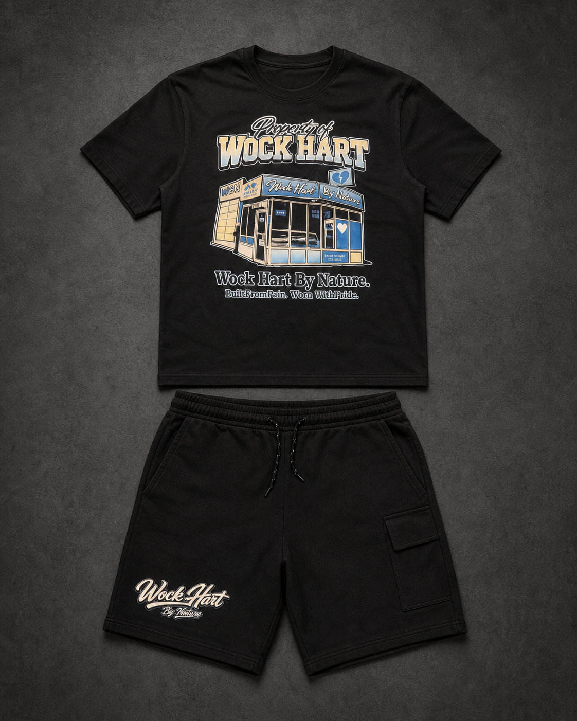 Property Blue shirt and shorts outfit
